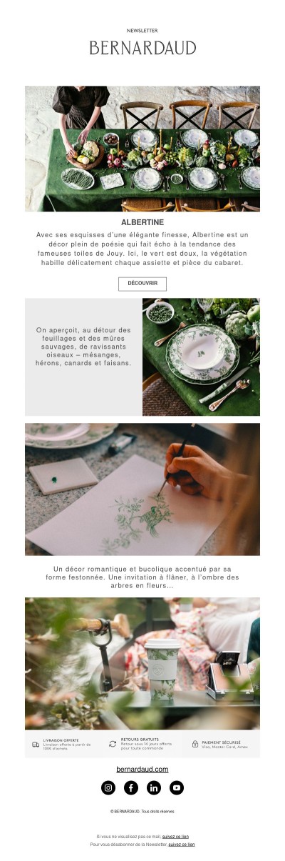 Une ambiance romantique et bucolique avec Bernardaud et Albertine💚