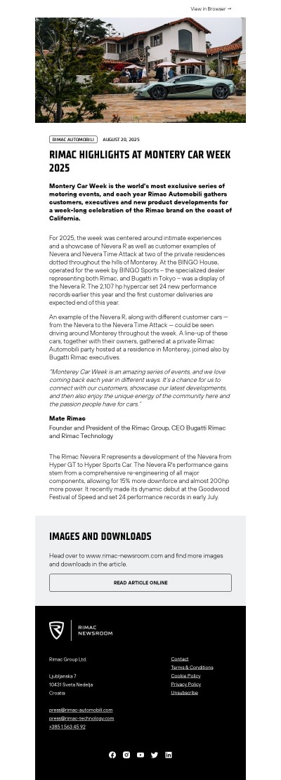 Rimac Highlights at Montery Car Week 2025