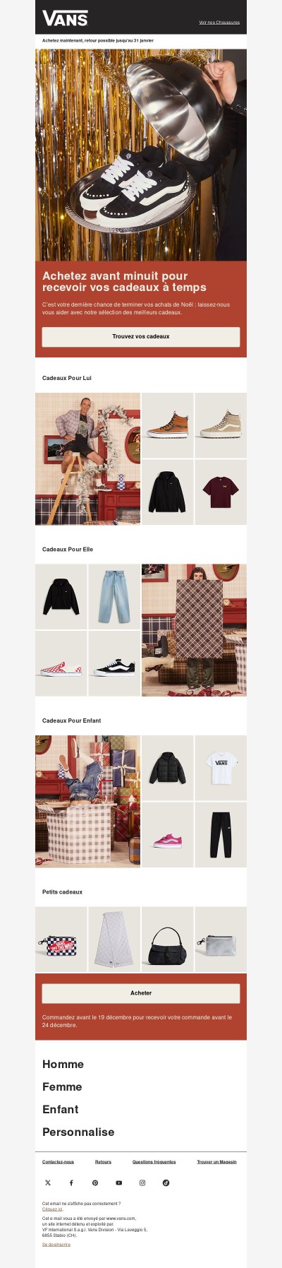 Achetez avant minuit pour recevoir vos cadeaux avant le 24 décembre