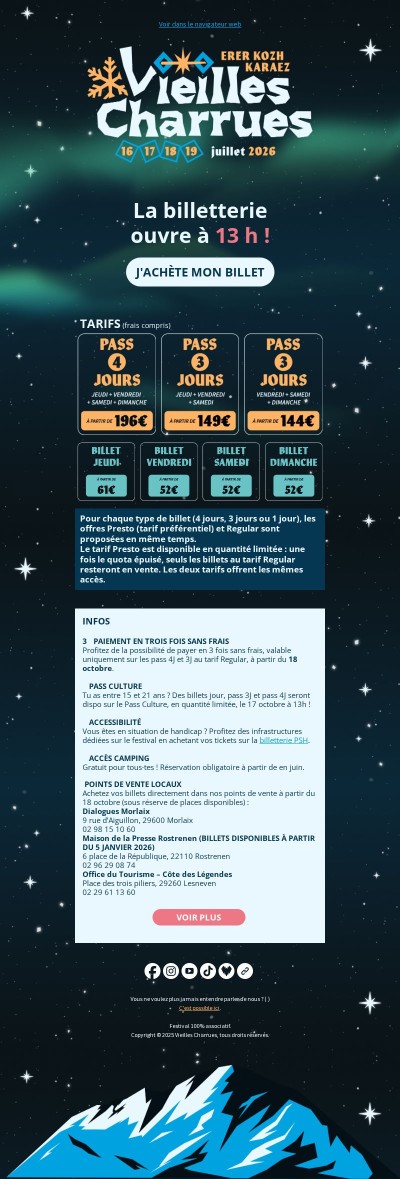 Vieilles Charrues 2026 : la billetterie ouvre à 13h !