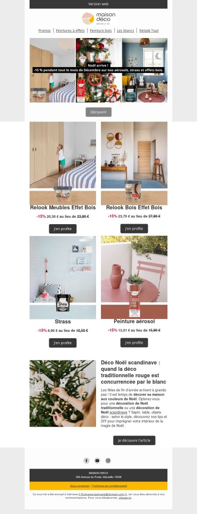 Offrez à vos projets une touche magique ! Aérosols et effets bois à -15 % du 2 au 31 décembre.