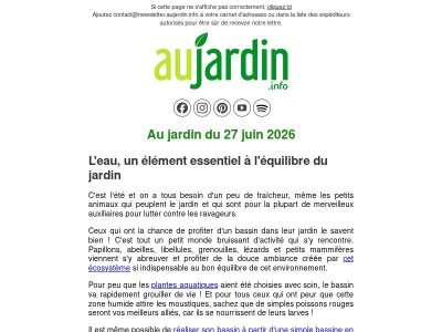 Au jardin du 27 juin 2026