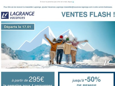 Ventes Flash - Départs du 17 Janvier