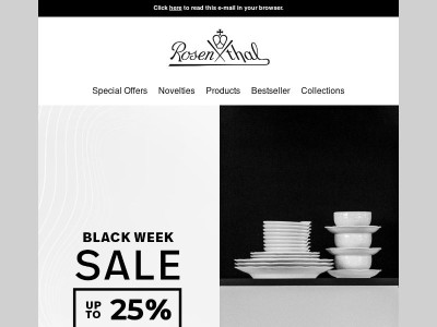 Black Week at Rosenthal: Up to 25% discount on everything!