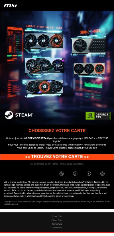 Obtenez jusqu'à 100 € DE CODE STEAM