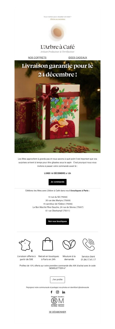 Livraison garantie pour les fêtes 🎄