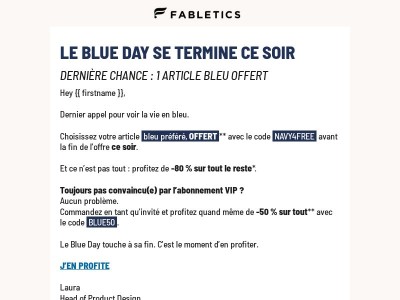 Dernières heures : un article bleu est OFFERT 💙