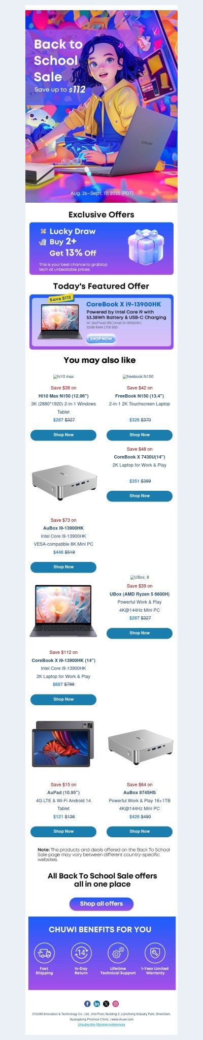  🎓🎉Get School Ready with up to $112 off CHUWI Laptops, Tablets, and Mini PCs!