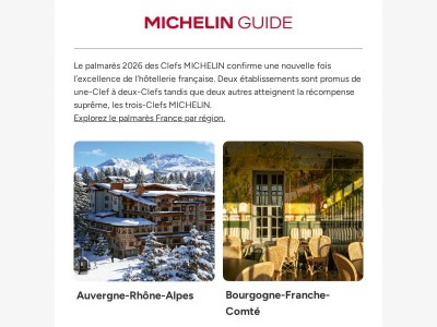 Le palmarès des Clefs MICHELIN 2026 en France, région par région