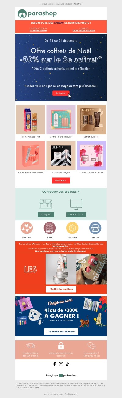 {{ firstname }}, dernière chance de profiter de -50% sur le 2ᵉ coffret🎄