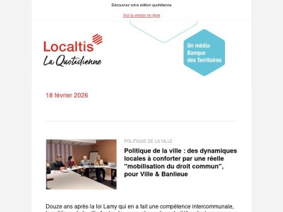 Actualités Localtis du jeudi 19 février 2026