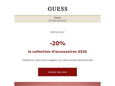 Dernier jour | -20% sur SS26 accessoires