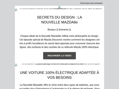 {{ firstname }}, découvrez la philosophie du design et les motorisations de la Nouvelle Mazda6e