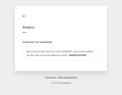 [Coutume - Café d'exception] Bon de réduction newsletter