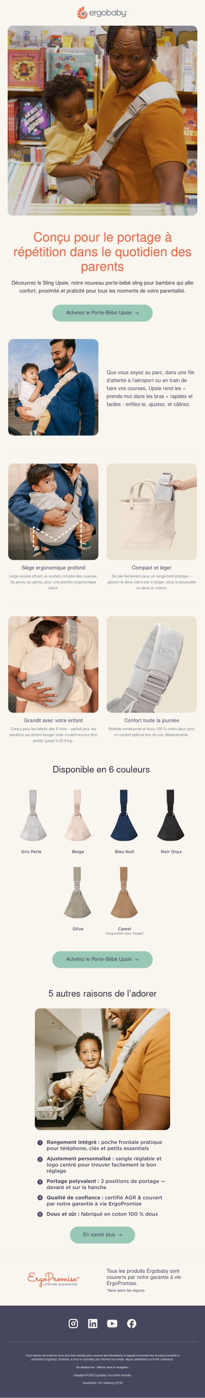 Disponible dès maintenant ! Notre NOUVEAU Porte-Bébé Sling Upsie