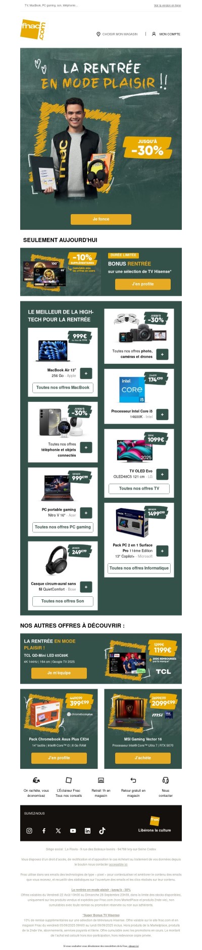 {{ firstname }}, la Fnac vous équipe pour la rentrée !