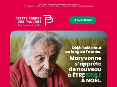 Cette année encore, Maryvonne sera seule à Noël…