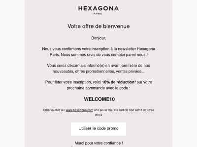 [Hexagona Paris] Votre offre de bienvenue