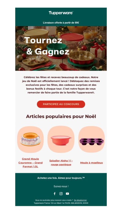 Votre chance de gagner : le jeu de Noël Tupperware est lancé !