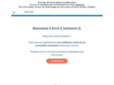 Confirmation d'inscription à notre newsletter