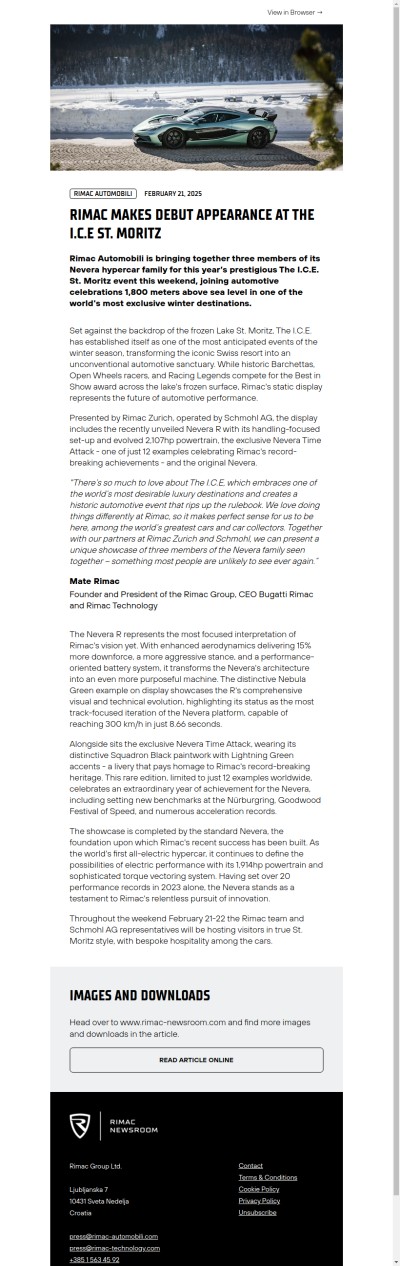 Rimac Makes Debut Appearance at The I.C.E St. Moritz