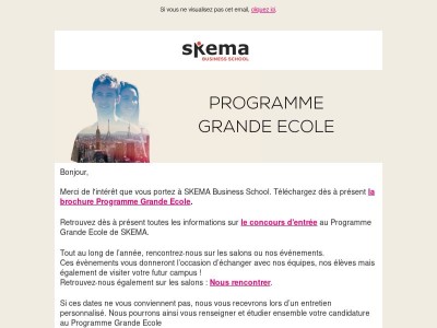 Merci de votre intérêt pour le Programme Grande Ecole