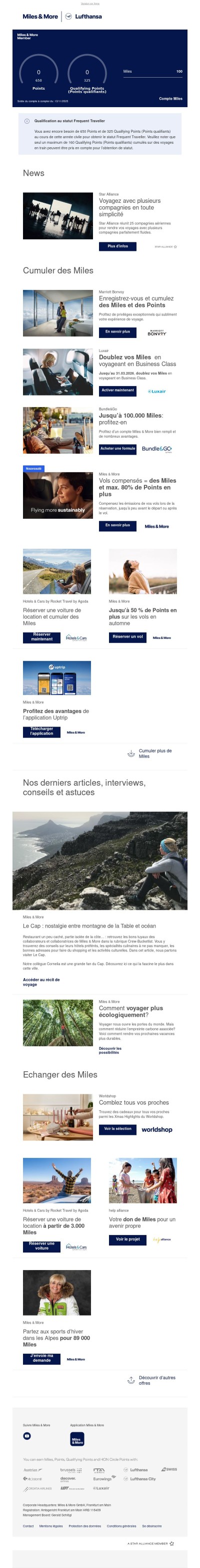 Votre solde actuel de Miles en novembre, Monsieur LEFEVREAU