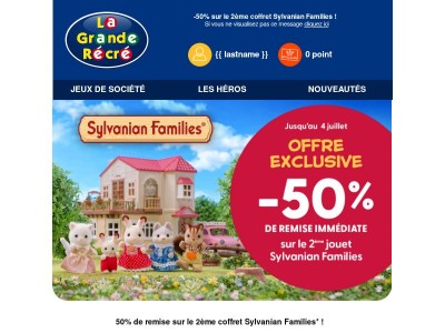 -50% sur le 2ème coffret Sylvanian Families ! 🐰
 