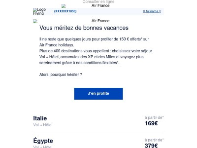 Dernier appel pour l'offre Air France holidays !