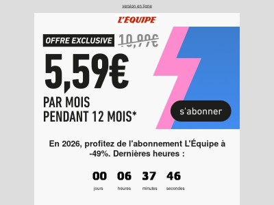 Bonne année 2026 : L'Équipe à -49% !