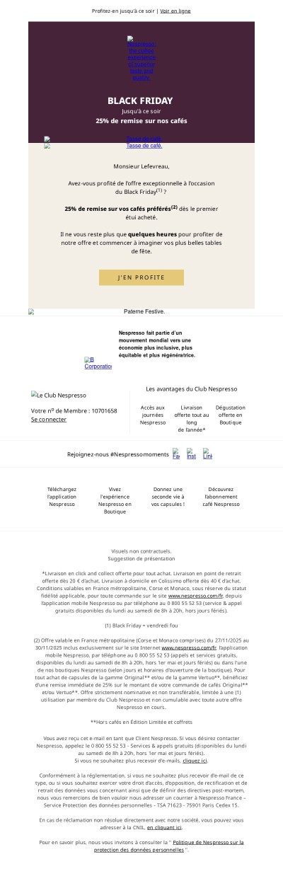 ~  Dernières heures, -25% sur nos cafés