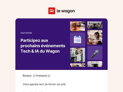 {{ firstname }}, vos événements tech gratuits de février sont là 🎯