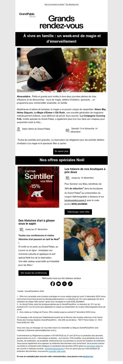 🎄🎁La magie de Noël commence au Grand Palais : week-end famille et offres spéciales