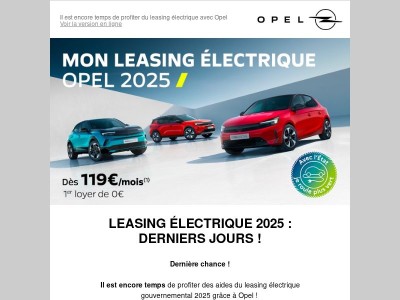 Leasing électrique Opel : dernières opportunités de leasing avant fin novembre 2025