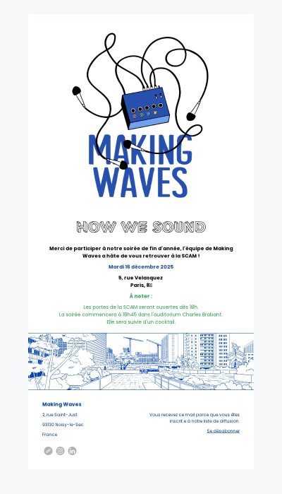 Confirmation de participation | Making Waves | SCAM | 16 décembre à 18h30