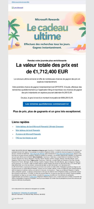 Votre chance de gagner €856,200 EUR commence maintenant.