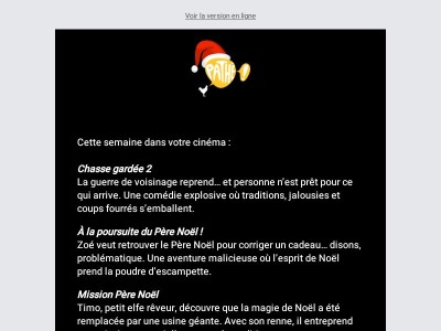 La semaine du 10 décembre au cinéma