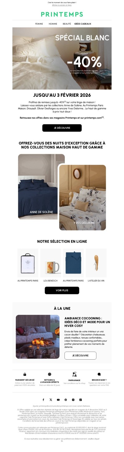 Jusqu’à -40 % sur votre linge de maison ✨