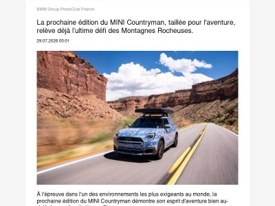  La prochaine édition du MINI Countryman, taillée pour l'aventure,... (BMW Group PressClub France)