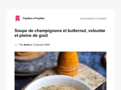 Soupe de champignons et butternut, veloutée et pleine de goût