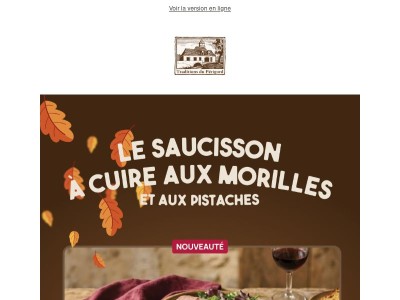 Nouveauté : le saucisson à cuire morilles & pistaches