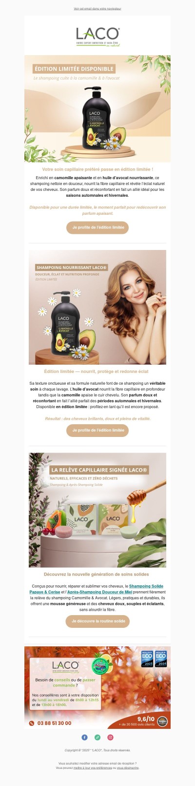 🚿 Derniers exemplaires du shampoing culte à la camomille & à l’avocat