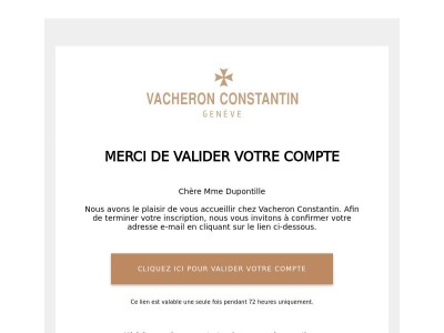 Vacheron Constantin - Confirmez votre inscription