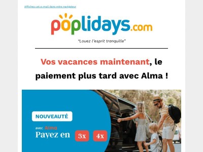 Vos vacances maintenant, le paiement plus tard avec Alma ! 🎉