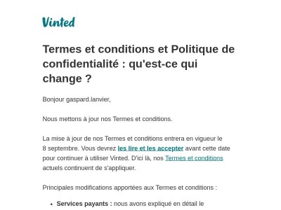 Mise à jour de nos Termes et conditions et de notre Politique de confidentialité