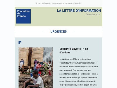 La lettre d'information de la Fondation de France - Décembre 2025