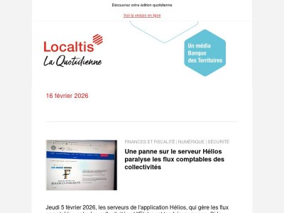 Actualités Localtis du mardi 17 février 2026