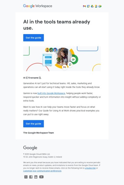 Gemini is built into Workspace (no new tools required)