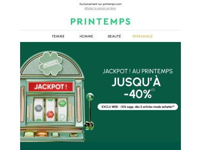 JACKPOT ! : profitez de -10% supplémentaires