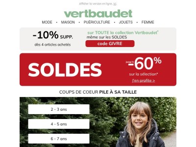 🎯 La bonne taille en un clic et jusqu'à -60% !